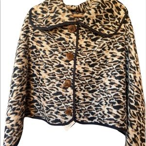NWT L.i.b flannel shawl blanket leopard print with buttons one size